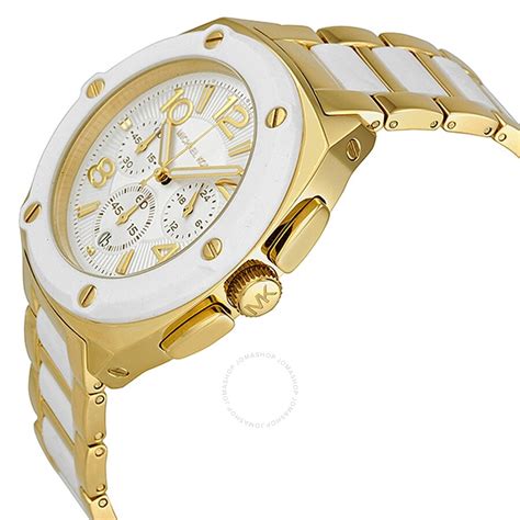 Michael Kors Women's Chronograph Tribeca White and Gold 